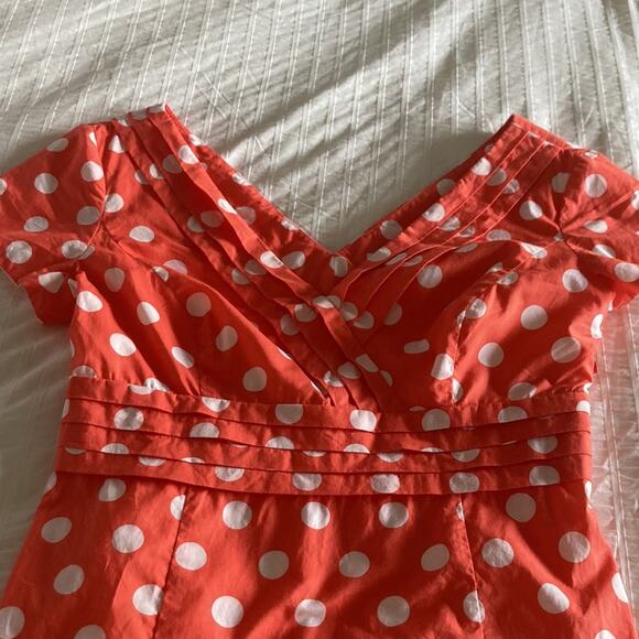 Boden Peachy Orange Pokadot Midi Dress, Size 2 - Picture 7 of 10